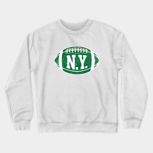 NY Retro Football - White Crewneck Sweatshirt by KFig21